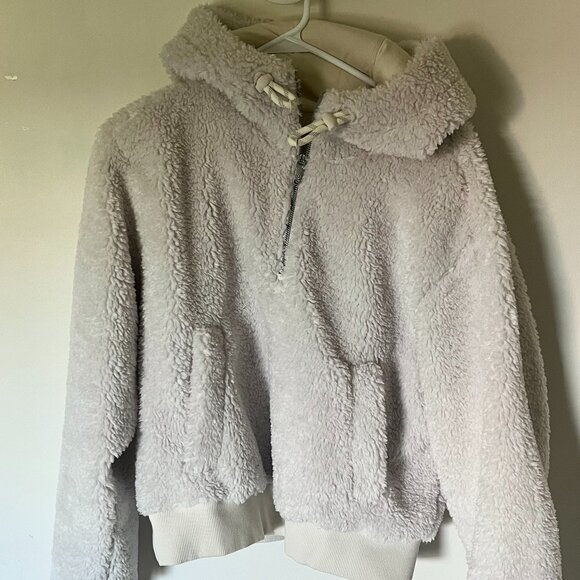 Lululemon Scuba Oversized Half-Zip Fleece Sherpa Hoodie - White Opal - Size 8 - Picture 3 of 6
